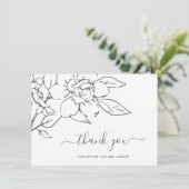 Neutral Line Art Floral Elegante bruiloft Bedankkaart (Staand voorkant)