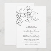 Neutral Line Art Floral Elegante bruiloft Kaart (Voorkant / Achterkant)