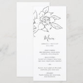 Neutral Line Art Floral Elegante bruiloft Menu (Voorkant / Achterkant)