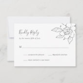 Neutral Line Art Floral Elegante bruiloft RSVP Kaartje (Voorkant)