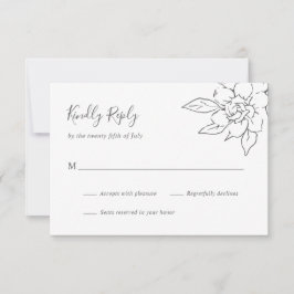 Neutral Line Art Floral Elegante bruiloft RSVP Kaartje