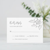 Neutral Line Art Floral Elegante bruiloft RSVP Kaartje (Staand voorkant)
