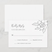 Neutral Line Art Floral Elegante bruiloft RSVP Kaartje (Voorkant / Achterkant)