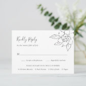 Neutral Line Art Floral Elegante bruiloft RSVP Kaartje (Staand voorkant)