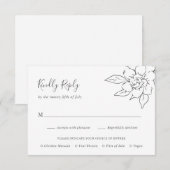 Neutral Line Art Floral Elegante bruiloft RSVP Kaartje (Voorkant / Achterkant)