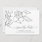 Neutral Line Art Floral Elegante bruiloft Save The Date (Voorkant)