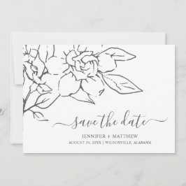 Neutral Line Art Floral Elegante bruiloft Save The Date