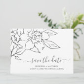 Neutral Line Art Floral Elegante bruiloft Save The Date (Staand voorkant)