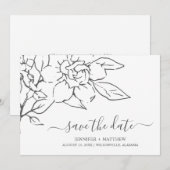 Neutral Line Art Floral Elegante bruiloft Save The Date (Voorkant / Achterkant)