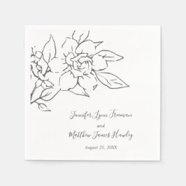 Neutral Line Art Floral Elegante bruiloft Servet