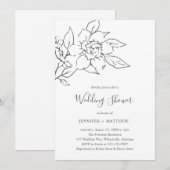 Neutral Line Art Floral Elegante Trouwdouche Kaart (Voorkant / Achterkant)