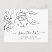 Neutral Line Art Floral Wedding Sla de datum op Aankondigingskaart (Voorkant)
