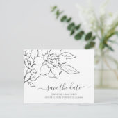 Neutral Line Art Floral Wedding Sla de datum op Aankondigingskaart (Staand voorkant)