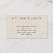 Neutral Linen Elegant Minimalist Monogram  Visitekaartje (Achterkant)