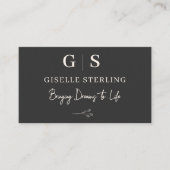 Neutral Linen Elegant Minimalist Monogram  Visitekaartje (Voorkant)