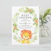 Neutral Lion Baby shower Invitation Kaart (Staand voorkant)
