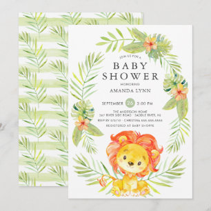 Neutral Lion Baby shower Invitation Kaart