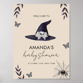 Neutral Little Boo Witch Pet Baby shower Welkom Poster