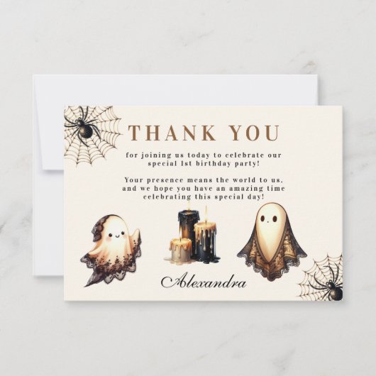 Neutral Little Ghoul Verjaardag Bedankkaart (Voorkant)