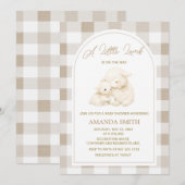 Neutral Little Lamb Baby Shower Invitation Kaart (Voorkant / Achterkant)
