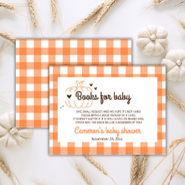 Neutral Little Pumpkin Baby shower Boeken voor Bab Informatiekaartje