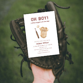 Neutral Little Slugger Baseball Baby Shower Kaart