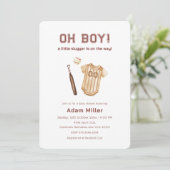 Neutral Little Slugger Baseball Baby Shower Kaart (Staand voorkant)