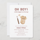 Neutral Little Slugger Baseball Baby Shower Kaart (Voorkant)