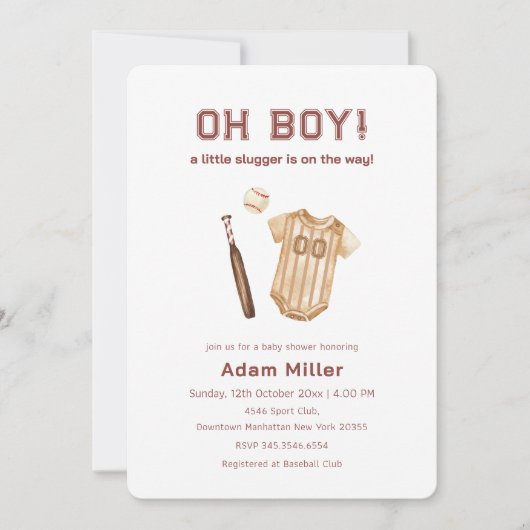 Neutral Little Slugger Baseball Baby Shower Kaart (Voorkant)