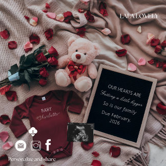 Neutral love themed  Pregnancy Announcement Card Aankondiging