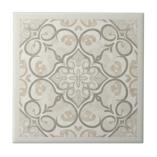 Neutral Mediterranean Pattern Pat#17 Greige ID1195 Tegeltje (Voorkant)