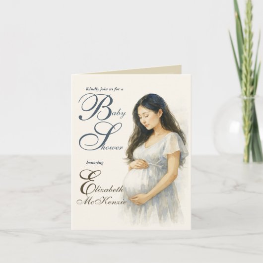 Neutral Minimal Baby Shower Asian Mom to be (Voorkant)