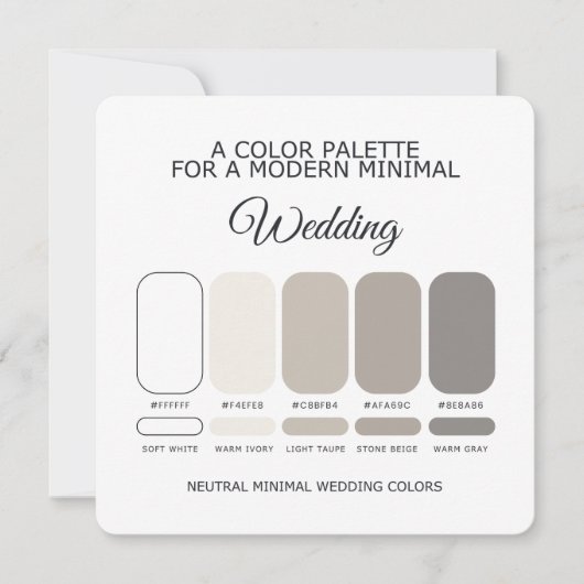 Neutral Minimal Wedding Color Palette Card Kaart (Voorkant)
