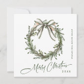Neutral Minimalist Boho Christmas Wreath Corporate Feestdagenkaart (Voorkant)