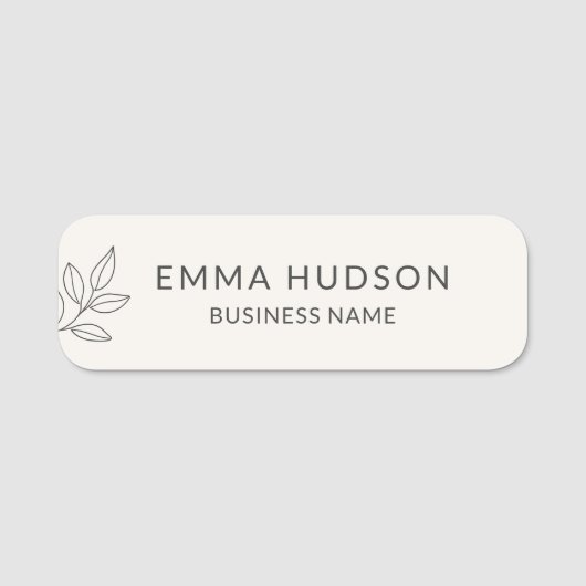 Neutral Minimalist Botanical Small Business  Naamplaatje (Voorkant)