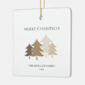 Neutral Minimalist Christmas Tree Family Name Keramisch Ornament (Links)