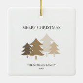 Neutral Minimalist Christmas Tree Family Name Keramisch Ornament (Achterkant)