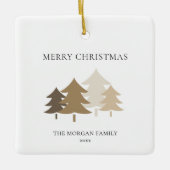 Neutral Minimalist Christmas Tree Family Name Keramisch Ornament (Voorkant)