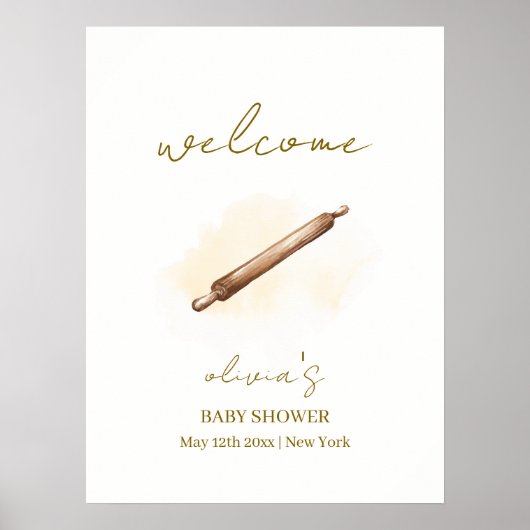 Neutral Minimalist Pastry Chef Baby shower Welkom Poster (Voorkant)