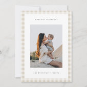 Neutral Minimalist Plaid Single Photo Feestdagenkaart (Voorkant)