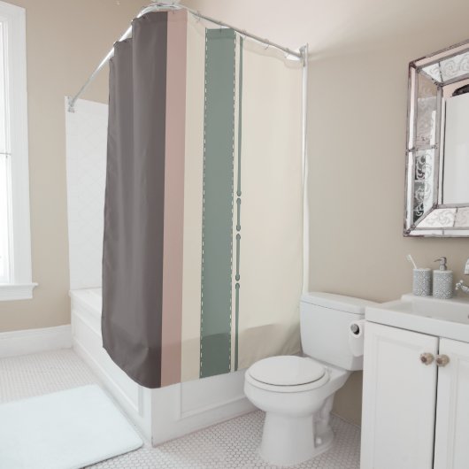 Neutral Minimalist Striped – Simple and Sleek Douchegordijn (In situ)