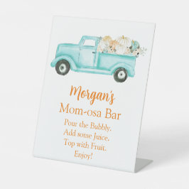 Neutral Mint Pompoen Baby shower Momosa Bar Reclamebord Met Voetstuk