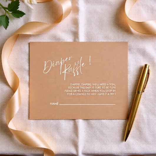 Neutral Modern Baby Shower Diaper Raffle Informatiekaartje