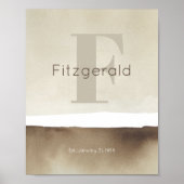 Neutral Modern Custom Last Name Wall Art Print  (Voorkant)