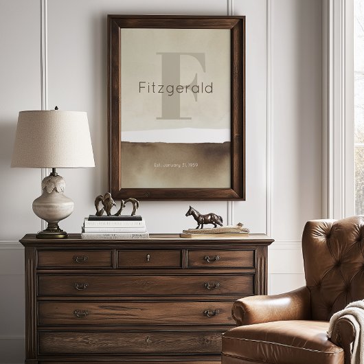 Neutral Modern Custom Last Name Wall Art Print 