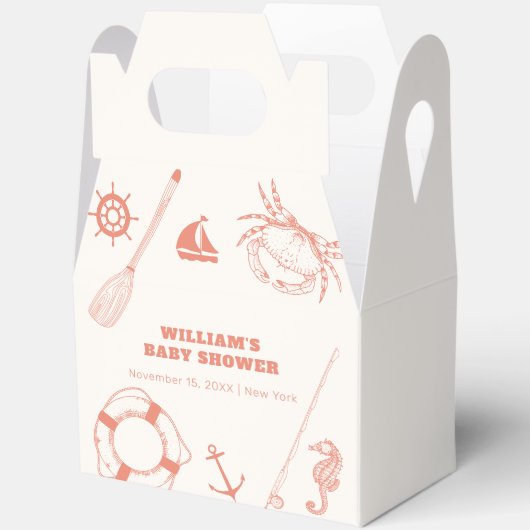 Neutral Modern Nautical Vissen Boy Baby shower Bedankdoosjes (Open)