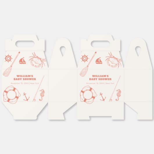 Neutral Modern Nautical Vissen Boy Baby shower Bedankdoosjes (Ongevouwen)