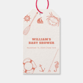 Neutral Modern Nautical Vissen Boy Baby shower Cadeaulabel