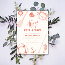 Neutral Modern Nautical Vissen Boy Baby shower