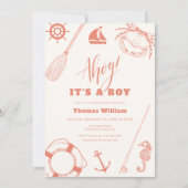 Neutral Modern Nautical Vissen Boy Baby shower Kaart (Voorkant)